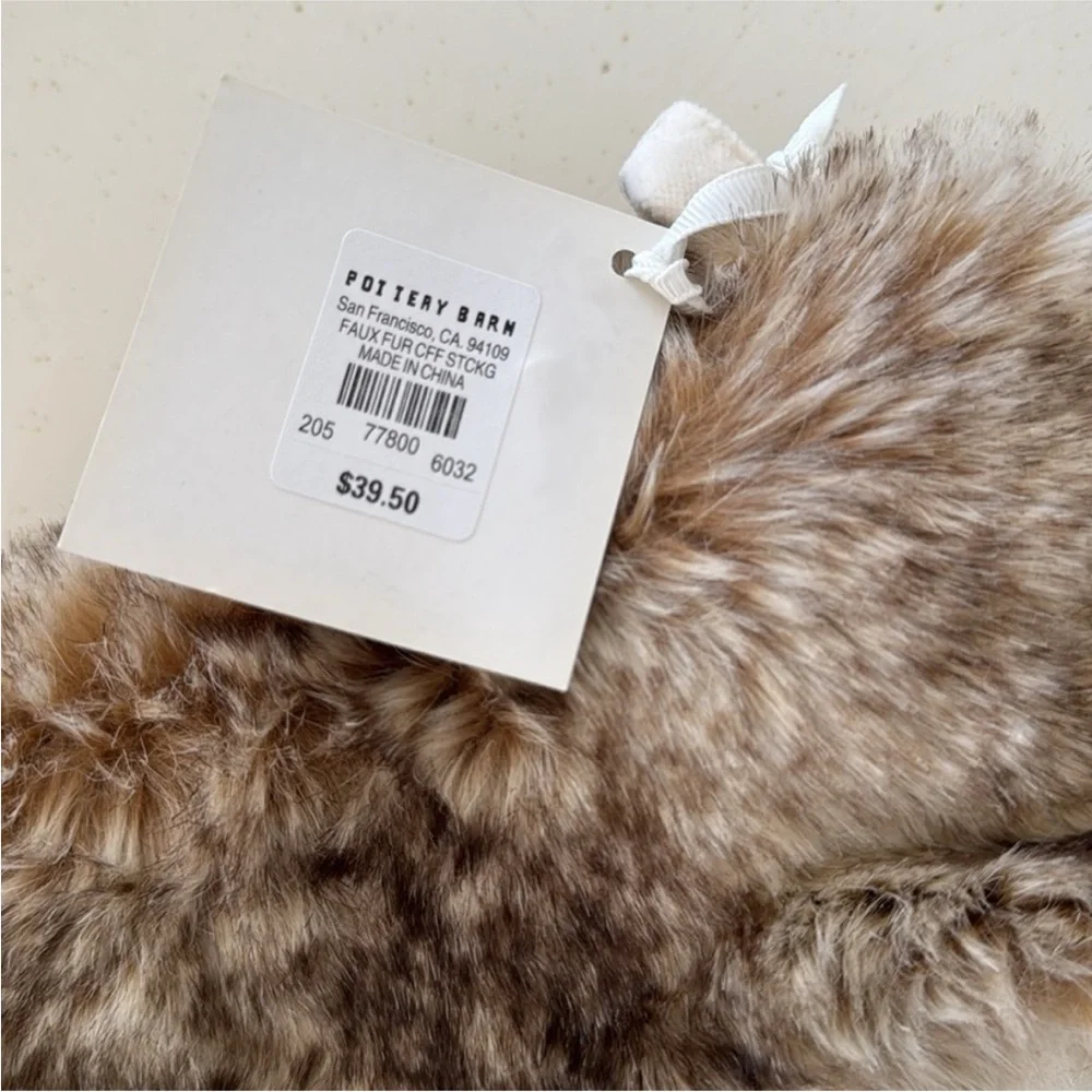 Pottery Barn Velvet Stocking with Faux Fur Cuff  NWT